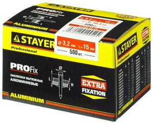 Алюминиевые заклепки Pro-FIX, 3,2x15 мм, 500 шт, STAYER Professional