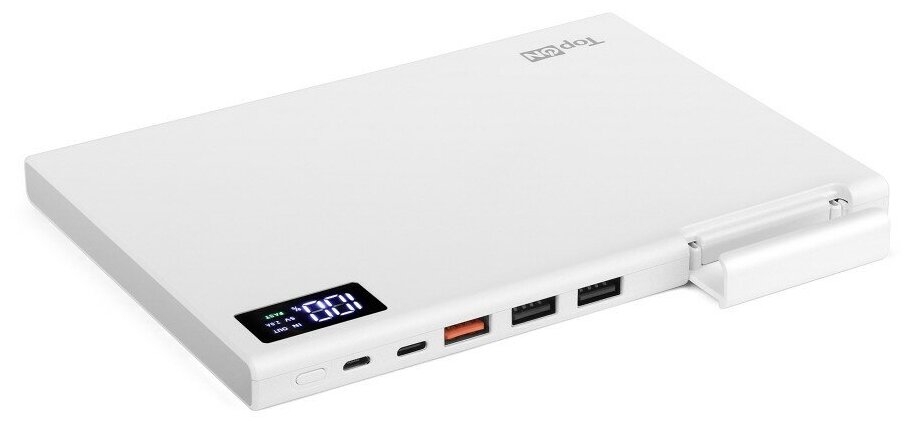 Внешний аккумулятор Topon TOP-MAX2 30000mAh QC3.0, Power Delivery. USB Type-C, MicroUSB, 3 USB и кредл. Белый