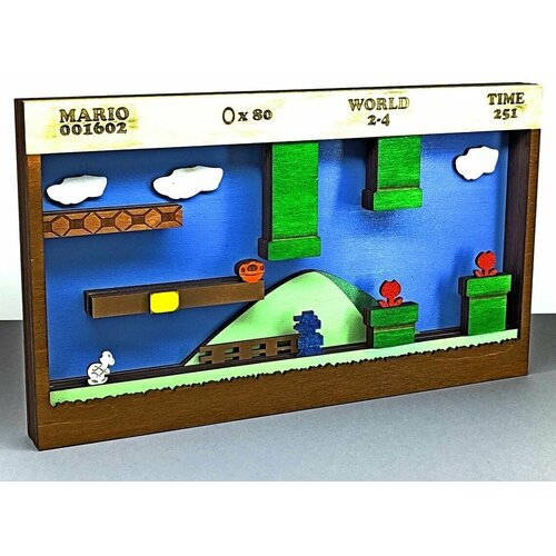 Конструктор деревянный Super Mario , для самостоятельной сборки и раскраски, не окрашенный - Детская Логика
