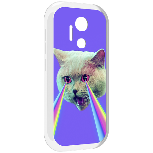 Чехол MyPads кот с радугой в глазах для doogee x97 pro задняя-панель-накладка-бампер