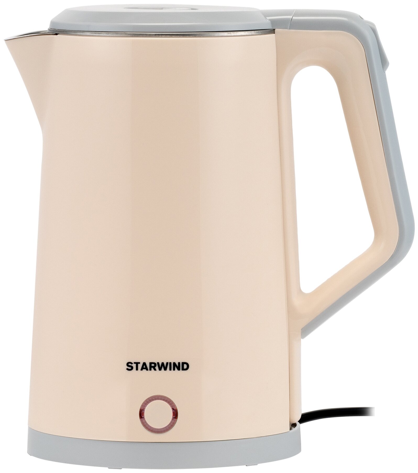 Чайник электрический Starwind SKS2062, пластик/металл, 1.7 л, бежевый/серый
