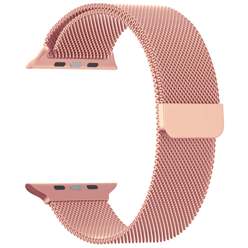 Металлический ремешок миланская петля (milanese loop) Эпл Вотч серии 1-6, Сменный стальной браслет для часов (Розовый) no