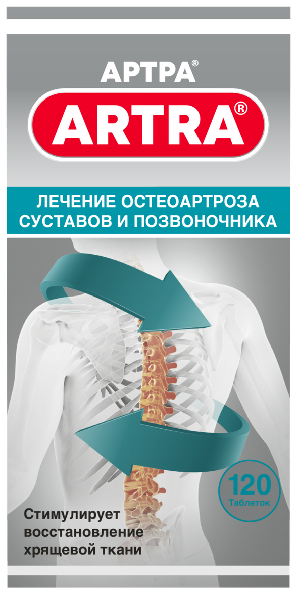 Артра таб. п/о плен., 500 мг+500 мг, 120 шт.