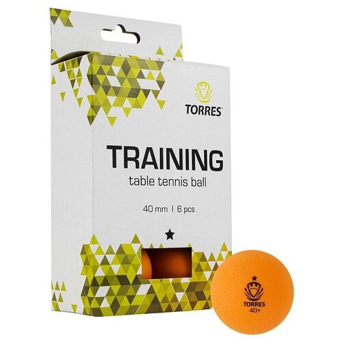 Мяч для настольного тенниса TORRES Training 1x,6шт/уп, оранж, TT21015