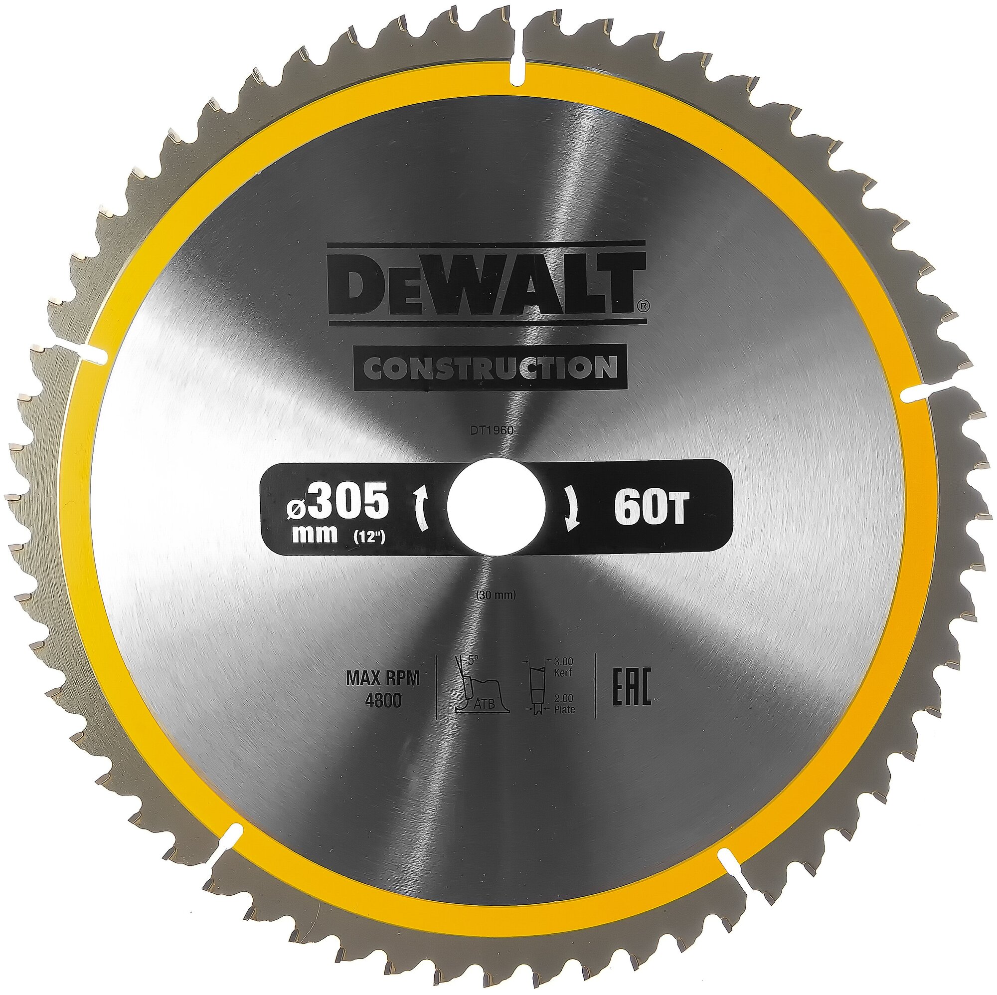 Диск пильный DEWALT по дереву 305х30х60 DT1960