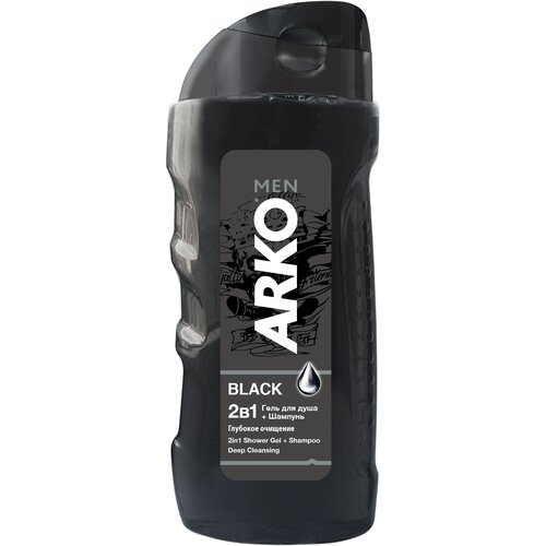 Гель для душа 2 в 1 Arko Men Black Глубокое очищение, 260 мл Arko 4539415 .