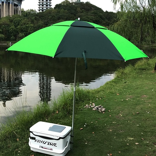 Зонт механика, 2 сложения, черный, зеленый