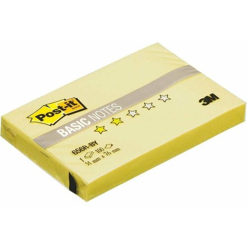 Стикеры Post-it Basic 51x76 мм пастельные желтые (1 блок, 100 листов)