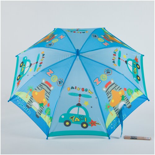 Зонт-трость Fine, полуавтомат, купол 78 см., система «антиветер», бирюзовый