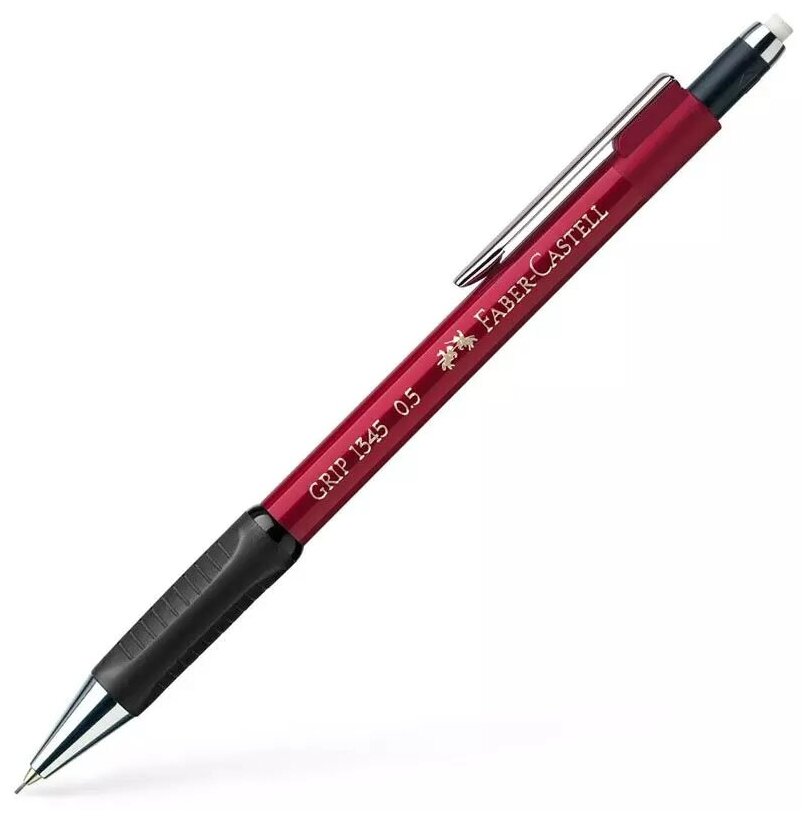 Карандаш механический Faber-Castell "Grip 1345" 0,5мм, B, грип, с ласт., автоподача грифеля, красный, 289765