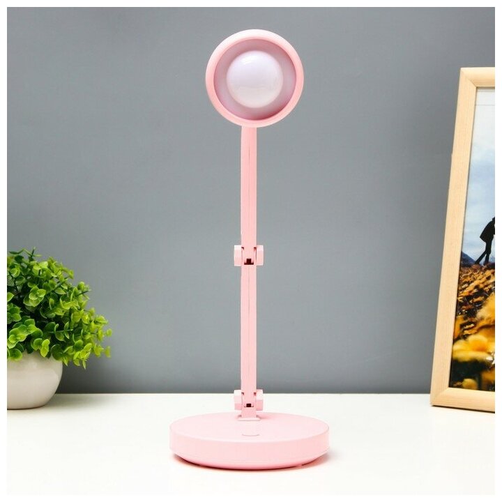 Настольная лампа "Джамбо" LED 2Вт USB АКБ розовый 13х13х34,5 см