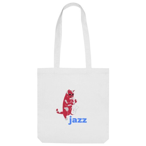 Сумка шоппер Us Basic, белый мужская футболка кот саксофонист 2xl темно синий