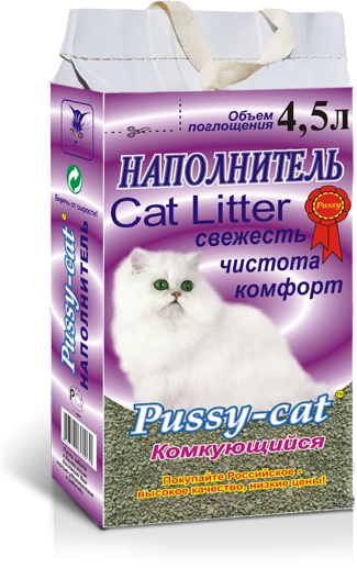 Наполнитель Pussy-Cat комкующийся (фиолетовый) 4,5л (термопак) - 1 шт.