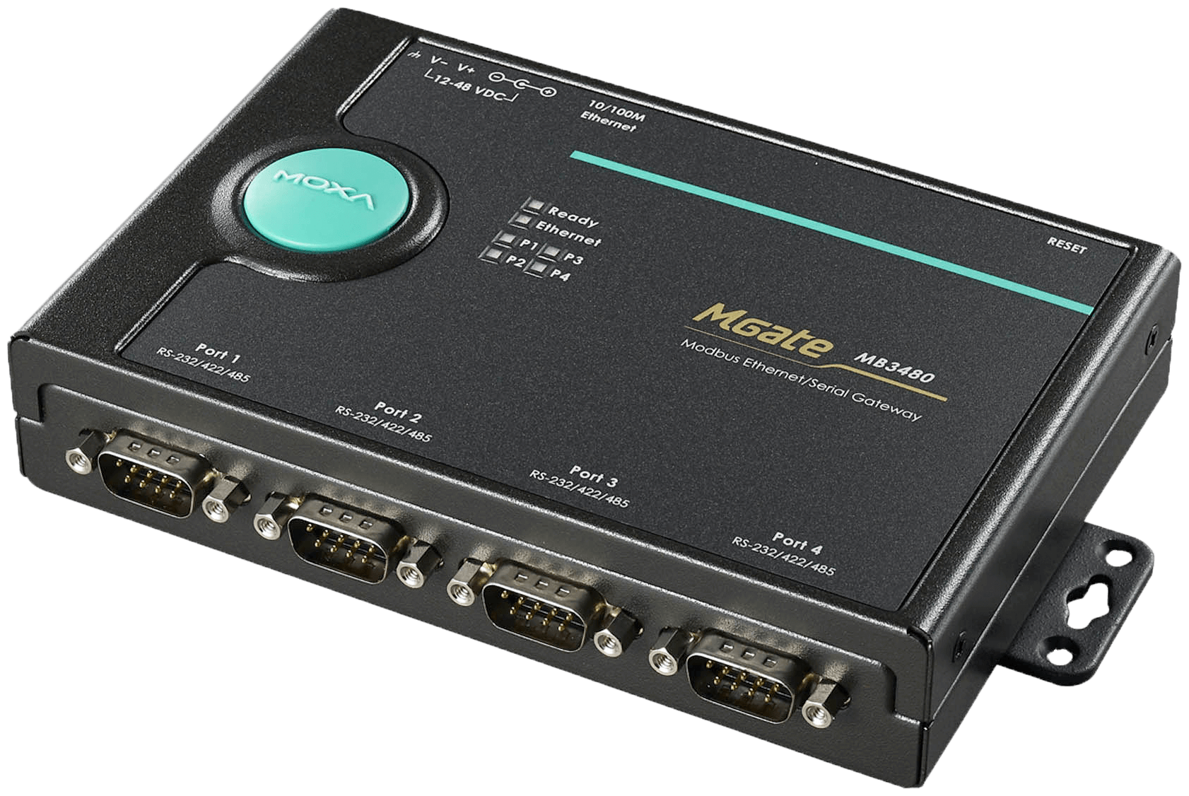 4-портовый преобразователь Modbus RTU/ASCII (4 х RS-232/422/485) в Modbus TCP, с адаптером питания