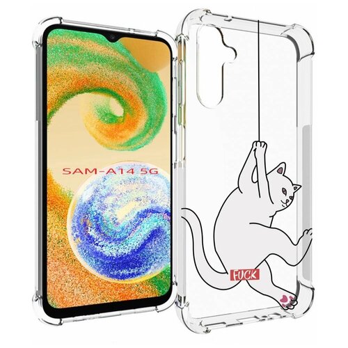 Чехол MyPads котяра-на-веревке для Samsung Galaxy A14 4G/ 5G задняя-панель-накладка-бампер