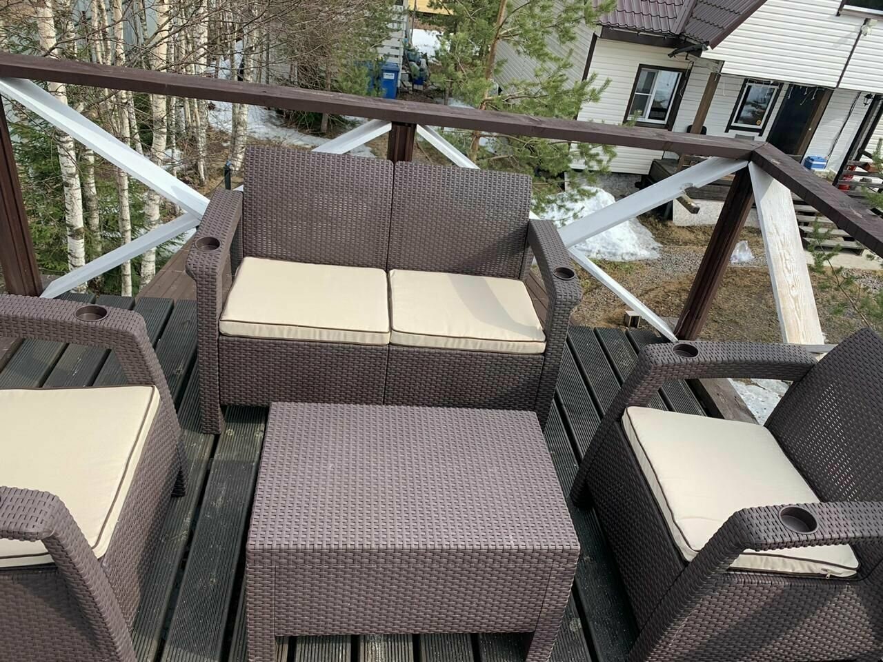Комплект садовой мебели Lounge balcony set 4 ( Венге ) под ротанг для дачи, Комфортный Двухместный Диван, 2 Кресла Столик для напитков, Horeca - фотография № 5