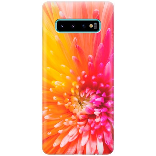 фото Ультратонкий силиконовый чехол-накладка для samsung galaxy s10+ с принтом "розовая хризантема" gosso