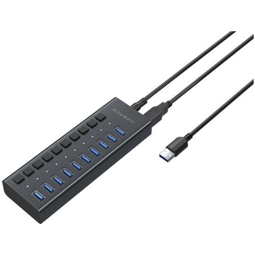 Harper USB- HUB-10MB Black USB-, : 10  USB 3.2, : USB 3.0 Type-C,   :  5  ,