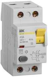 Выключатель дифференциального тока (УЗО) 2п 40А 300мА тип ACS ВД1-63, IEK MDV12-2-040-300 (1 шт.)