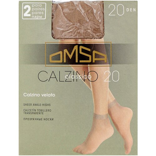 фото Носки omsa, 20 den, 2 пары, размер 0 (one size), бежевый