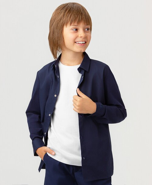 Школьная рубашка Button Blue, размер 122, синий