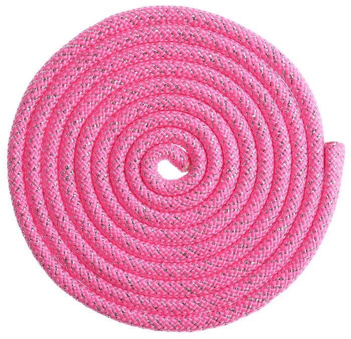 Grace Dance Скакалка гимнастическая утяжелённая, длина 2,5 м, цвет неон розовый/серебро, с люрексом