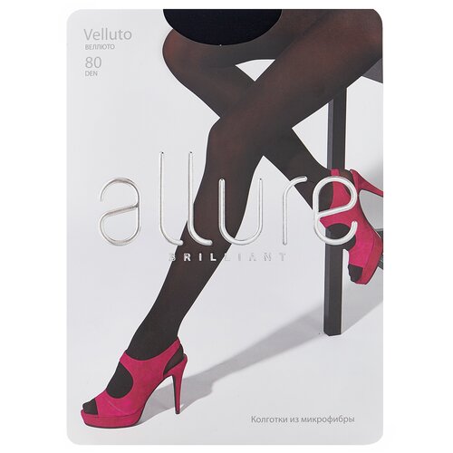 фото Колготки allure brilliant velluto, 80 den, с ластовицей, матовые, размер 4, черный