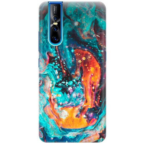 фото Силиконовый чехол на vivo v15 pro / виво в15 про с принтом "черно-голубые краски" re:pa