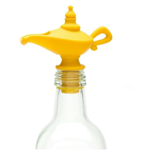 фото Пробка дозатор для бутылок силиконовая лампа алладина, цвет желтый, 9х9х4,5 см, kitchen angel ka-dsp2-01