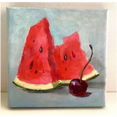Картина арбуз и вишенка.