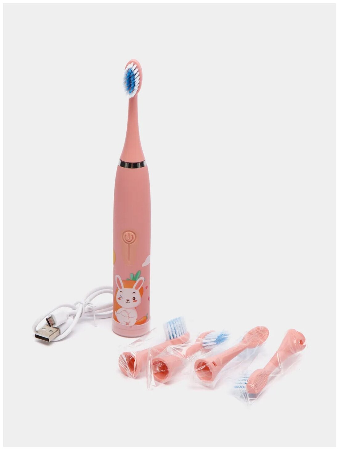 Электрическая зубная щетка, детская, 5 насадок, USB-провод