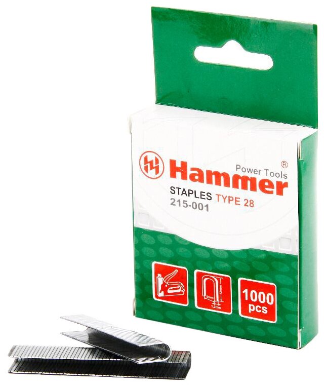 Скобы Hammer 215-001 тип 28 для степлера, 12 мм - фотография № 2
