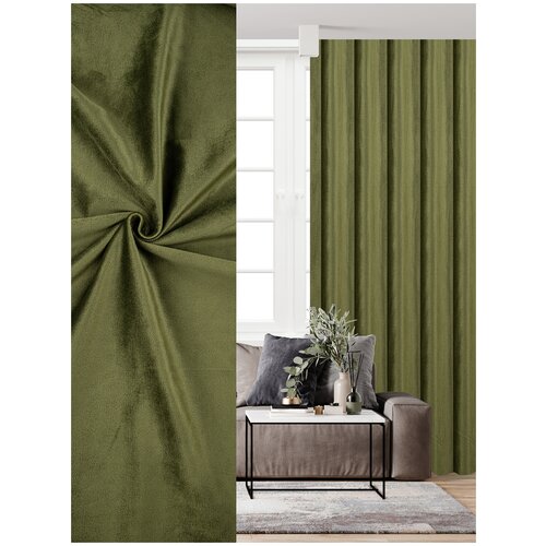 фото Ткань для штор интерия бархат 100*290 см светло-зеленый