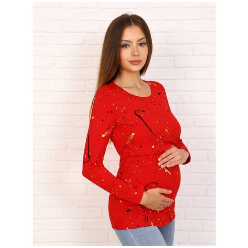 фото Лонгслив мамаландия красный/кляксы для беременных и кормящих (42)