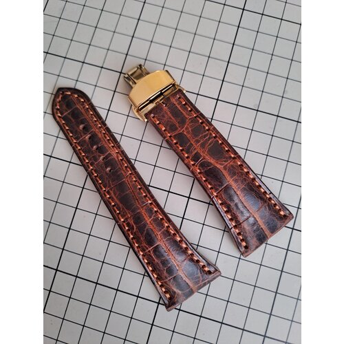 фото Кожаный ремешок с тиснением "крокодил" для часов ника 29 мм + подарок застежка-бабочка made in russia