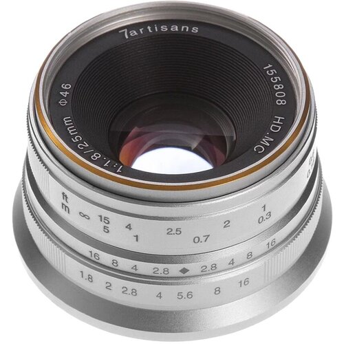 Объектив 7Artisans 25mm F18 Micro 43 Серебро A104S 729000₽