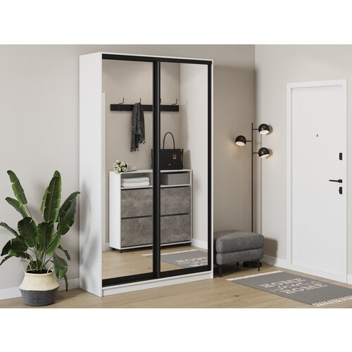 Шкаф купе для одежды Матэрна лофт белый зеркальный 120х45х240 см 31390₽