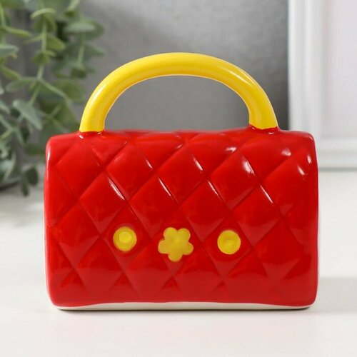 SUI Копилка керамика Стёганная красная сумочка с цветком 12х6х108 см 748₽