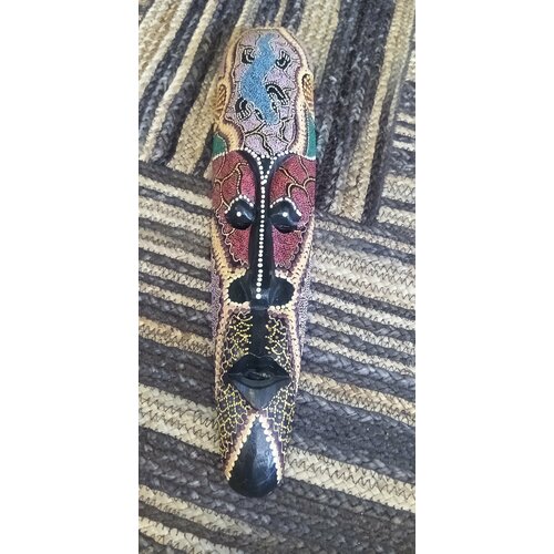 Маска-панно деревянная, декоративная, настенная, 50/15 см + брелок в подарок