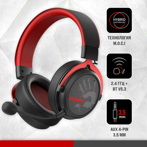 Гарнитура игровая A4Tech Bloody MR590 Sports красныйчерный mr590 wiredsport red 649900₽