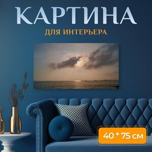 Картина на холсте "Архипелаг, вода, горизонт" на подрамнике 75х40 см. для интерьера