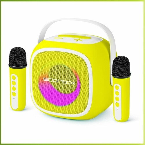 MADMIC SOONBOX 5200 (Yellow) - домашняя караоке-система, 20Вт, 2 радиомикрофона, Bluetooth, USB, AUX желтый