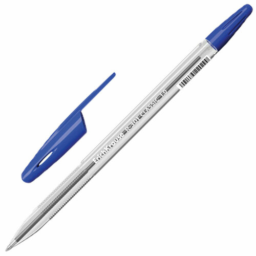 Ручка шариковая ERICH KRAUSE R-301 Classic, синяя, корпус прозрачный, узел 1 мм, линия письма 0,5 мм, 43184 упаковка 50 шт.