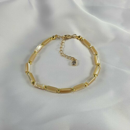 Браслет Жемчужина Юга, гематит, перламутр, размер 17 см, бежевый