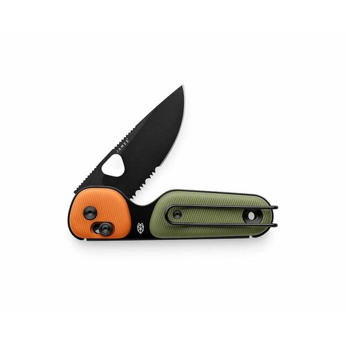 Нож The James Brand The Redstone, лезвие Sandvik 12C27, рукоять Polypropylene, Serrated, OD Green / Orange / Black