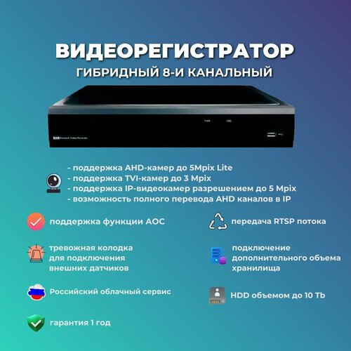 Видеорегистратор 8 канальный гибридный v3.0