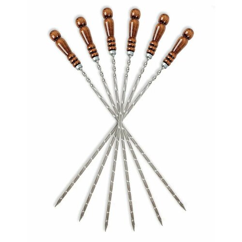 Шампуры с деревянной ручкой 6 шт Шашлычный набор Набор шампуров 40 см 821₽