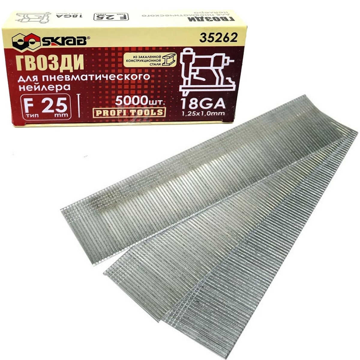 фото Гвозди для пневматического нейлера F 25 мм, 18GA 1,25 х 1 мм. / 5000 шт.
