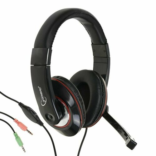 Наушники Gembird MHS-780B компьютерные микрофон 105 дБ 32 Ом 35 мм18 м черно-красные 3595₽