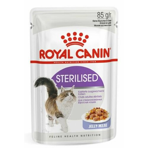 Royal Canin Корм влажный для стерилизованных кошек и кастрированных котов Sterilised, кусочки в желе, 85 гр влажный корм для стерилизованных кошек royal canin sterilised 11 шт х 85 г кусочки в желе